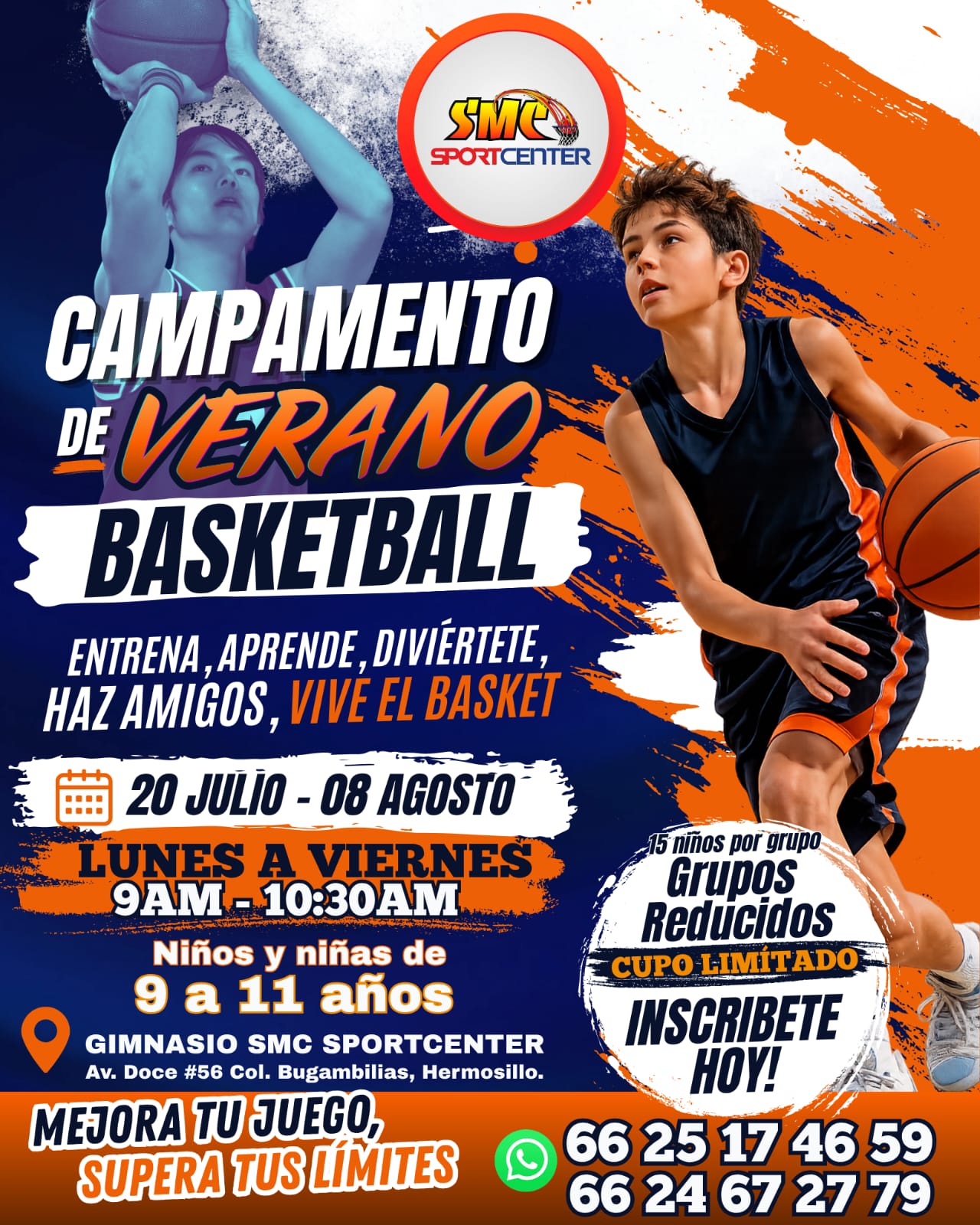 Flyer Campamento de Verano Basketball SMC Sport Center