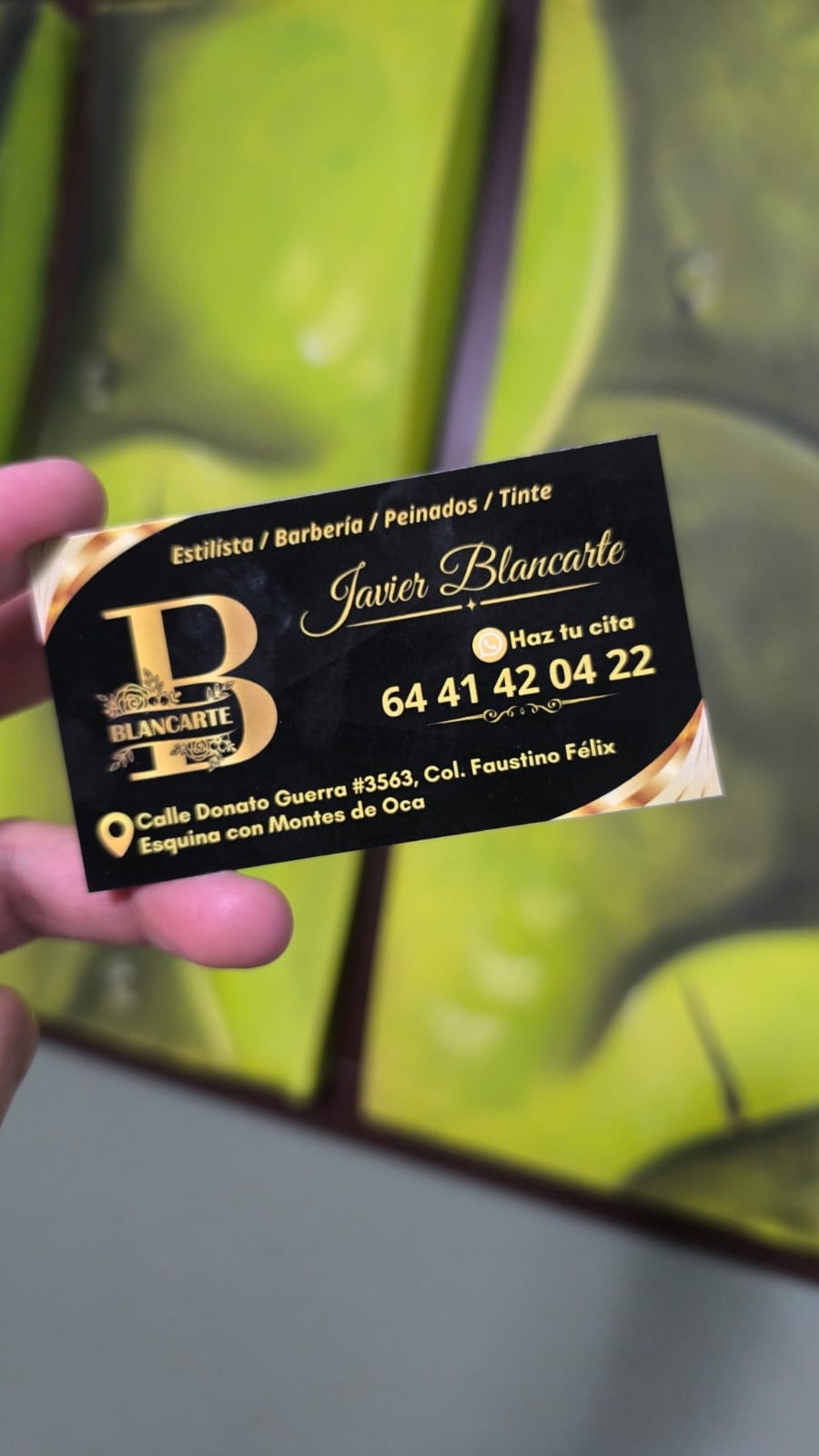 Tarjeta Barbería Javier Blancarte